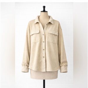 Cotton Citizen × Xhibition - Sz. XL - Tan Distressed Sweater Jacket Shacket
